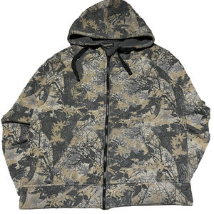 Men's Kamoter Camo zip up Hoodie L Gray Brown